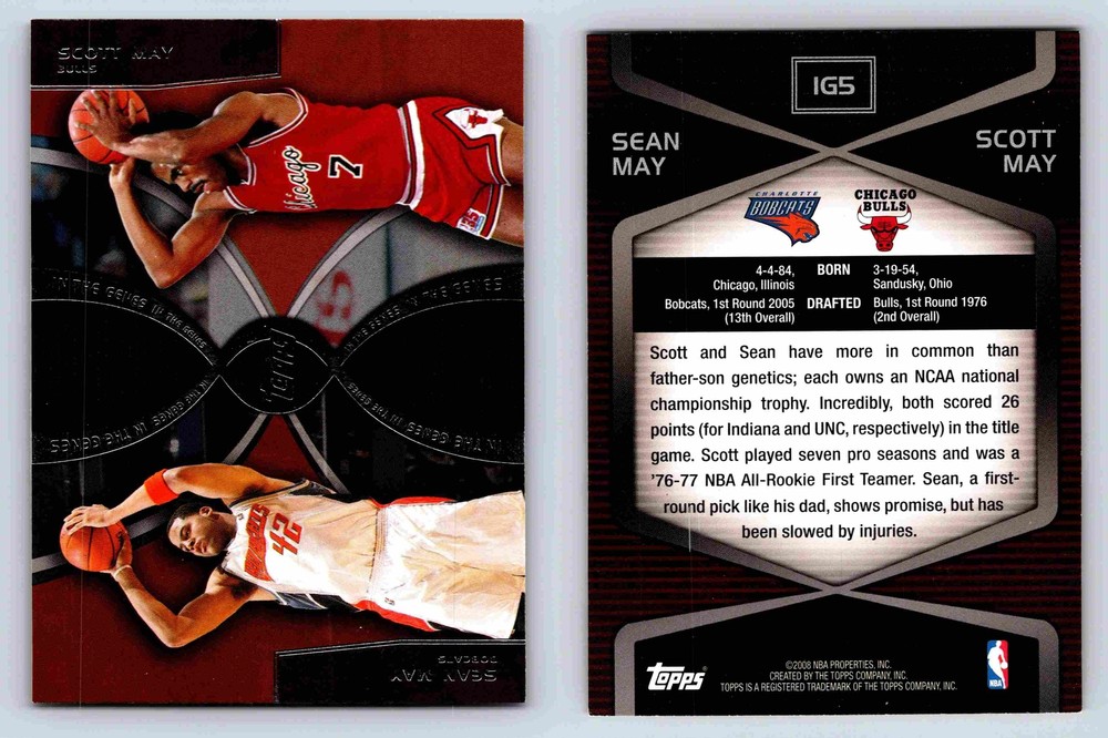 Vintage 2008 Topps Scott May & Sean May Chicago Bulls Basketball Card IG5