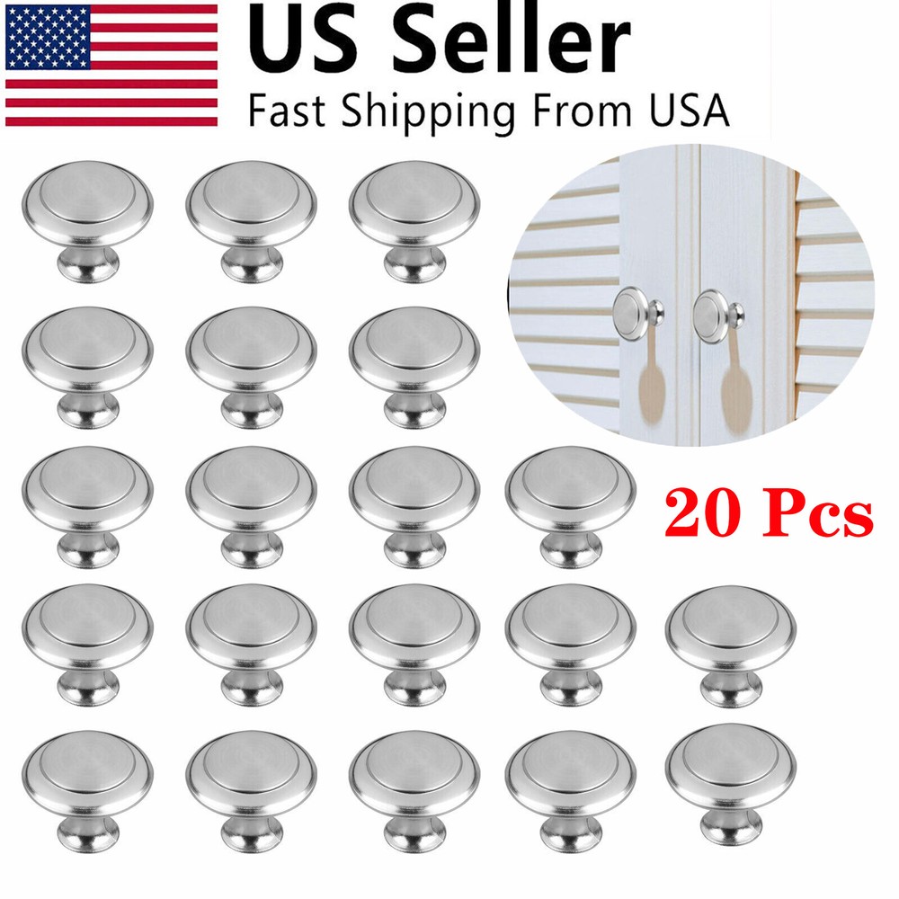 20Pcs Stainless Steel Cabinet Door Handles Drawer Pulls Knobs Bathroom Kitchen