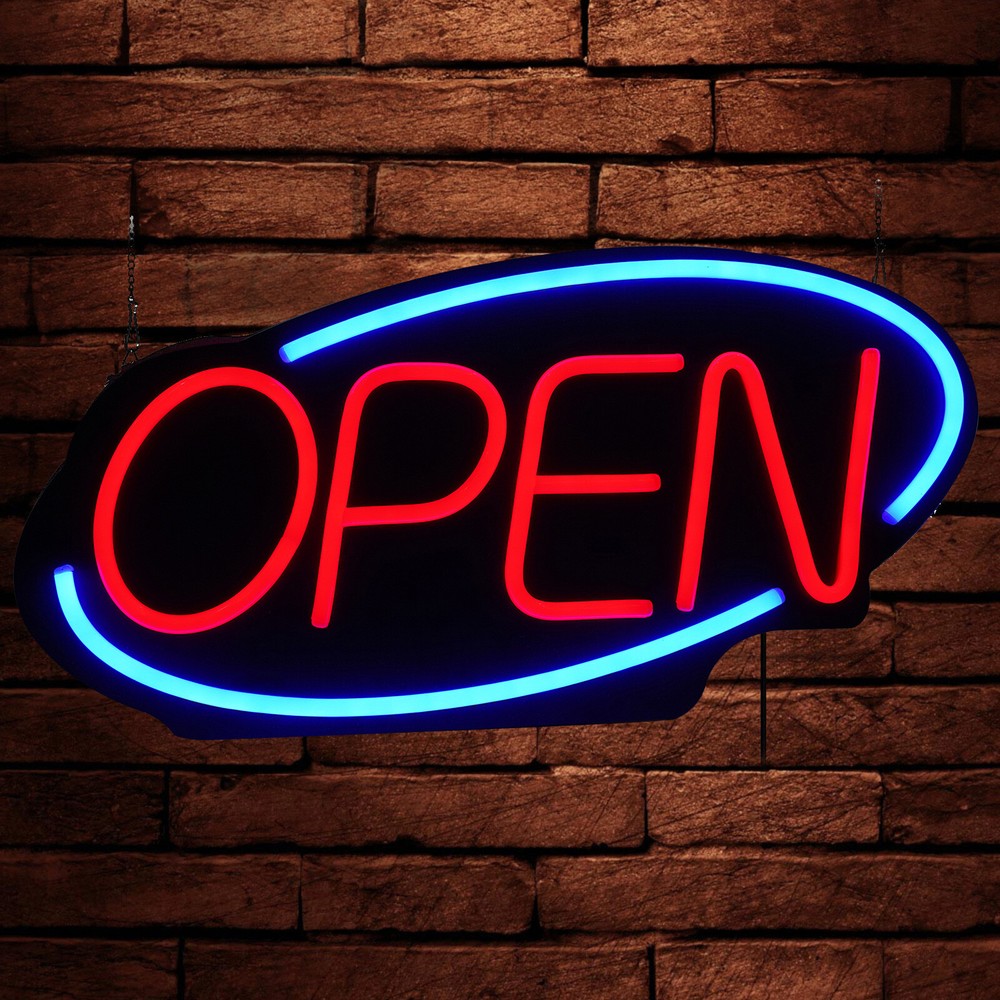 Large Bright LED Open Neon Sign for Restaurant Bar Pub Outdoor Wall Decor