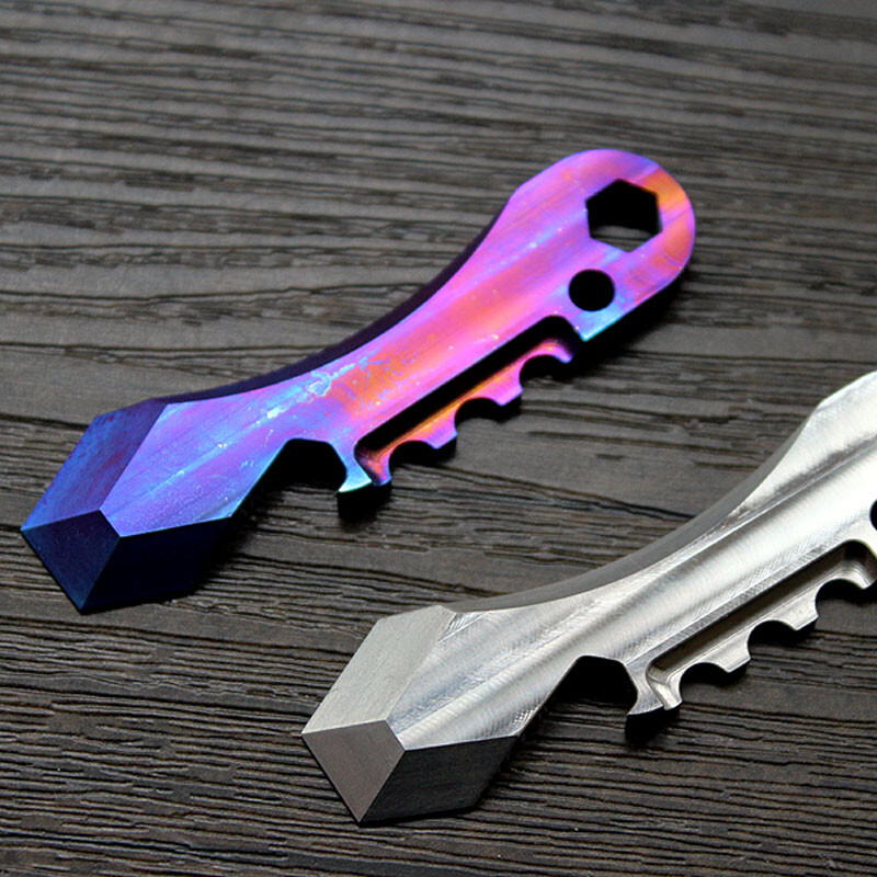 Outdoor CNC Titanium TC4 Keychain Multi Tools Card Crowbar Opener Screw Gifts