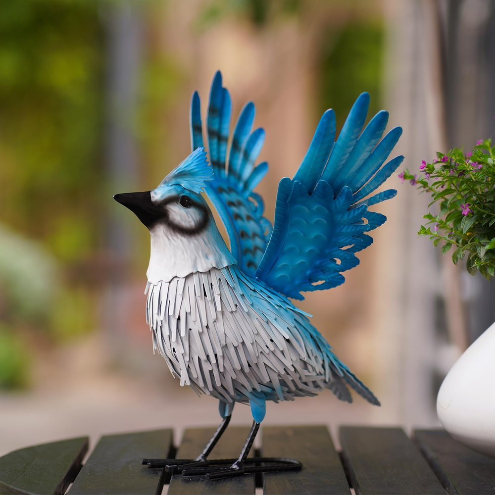 Blue Jay Garden Sculpture - Lawn Art Statue for Outdoor Decor Clearance