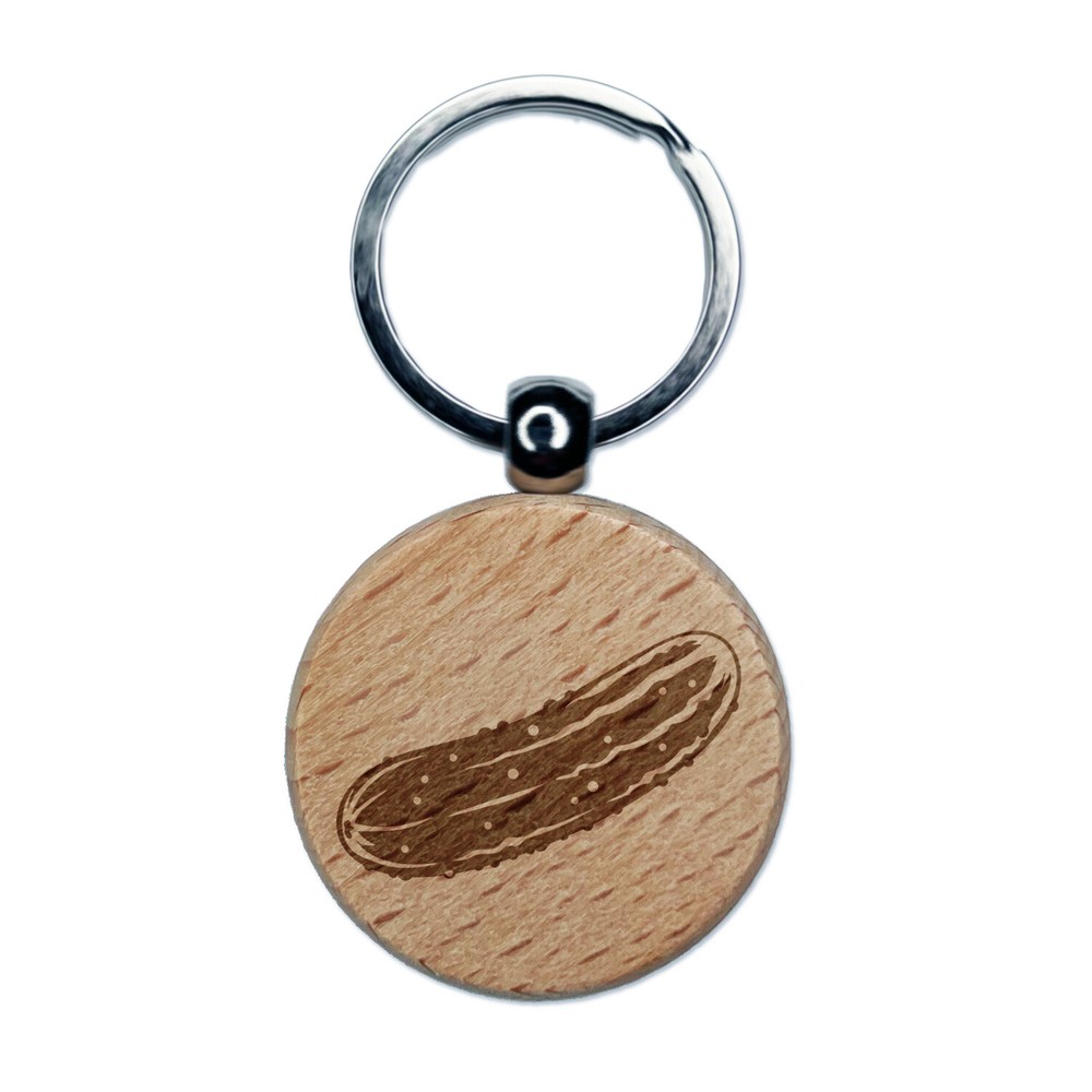 Dill Pickle Cucumber Laser Engraved Wooden Keychain Charm Tag  