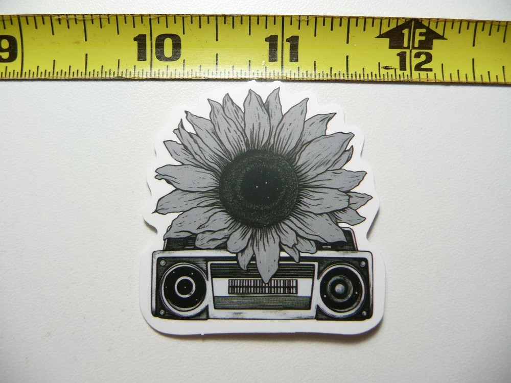 STEREO BOOMBOX SUNFLOWER STICKER DECAL NATURE OUTDOORS FUN CALMING