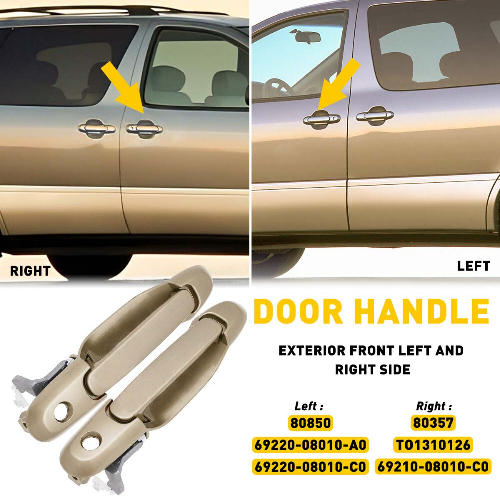 For 98-03 Toyota Sienna Outside Exterior Sliding Handle Door RH LH Front Beige