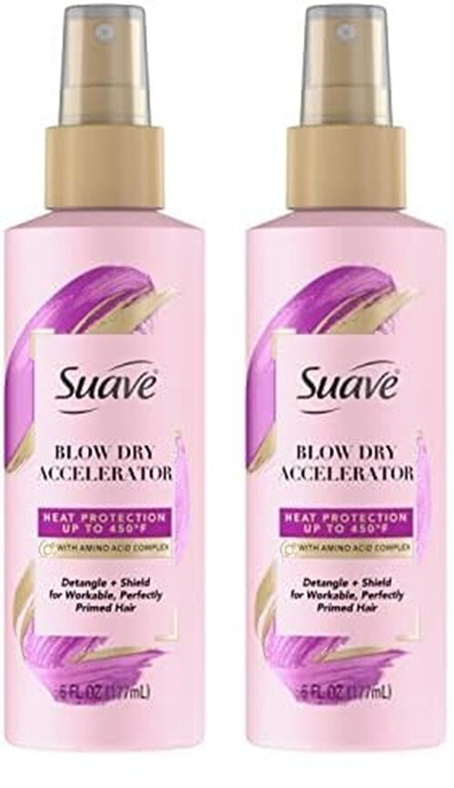 Suave Professionals Heat Protectant Blow Dry Accelerator Spray 6oz 2-Pack