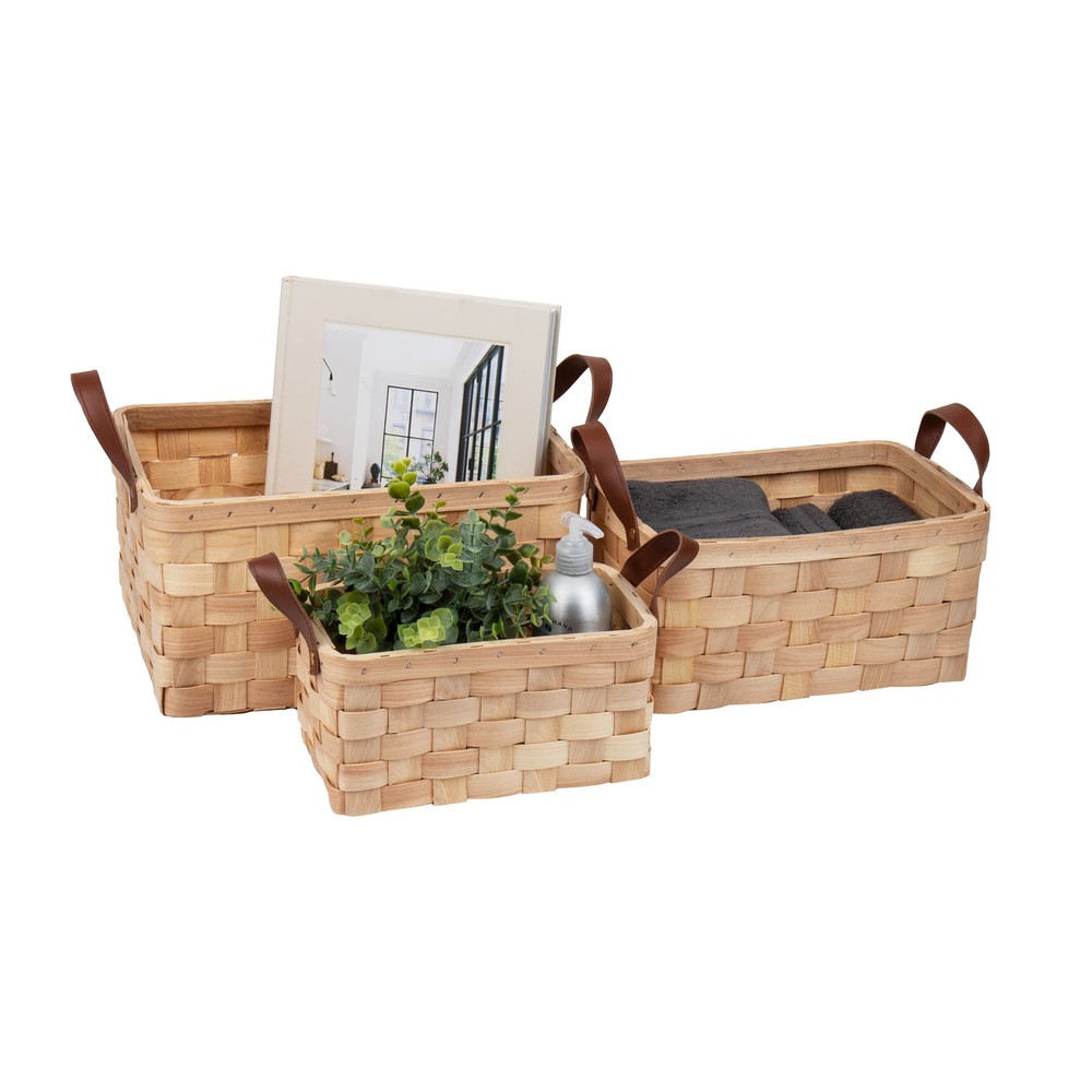 Wood Chip Nesting Storage Bin Set, 11, 13, and 16 Lb. (4.9, 5.9 and 7.25 Kg) ...