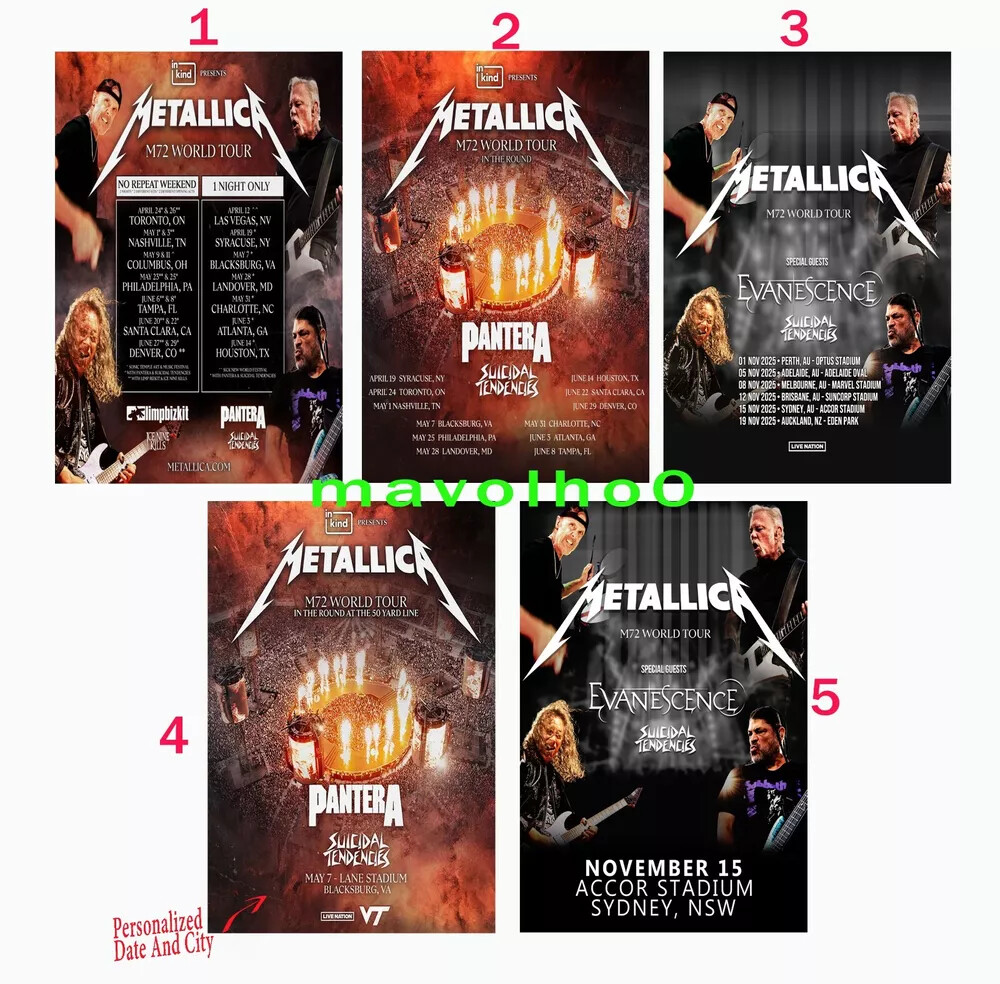Custom Metallica 2025 North American, Australian Tour Poster