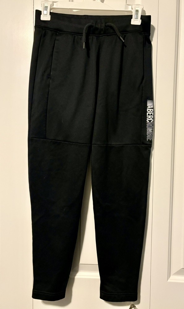 Abercrombie Active Boys 13/14 Jogger Pants With Pockets Black Fleece Lining