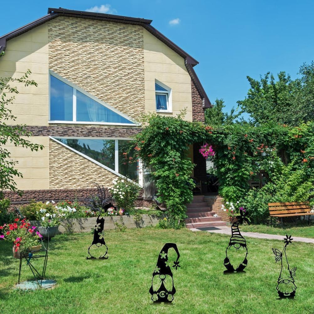 Garden Metal Statues Outdoor Iron Art Decoration Cute Standing