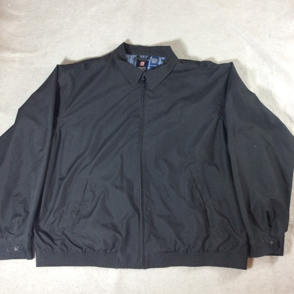 CHAPS Lightweight Windbreaker Jacket Men's Sz 2XL Navy Full Zip Pockets Lined