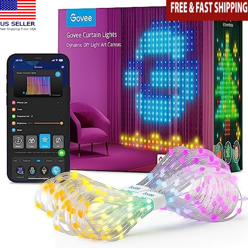 Smart LED Curtain Lights Color Changing Music Mode DIY 520 RGBIC String Lighting