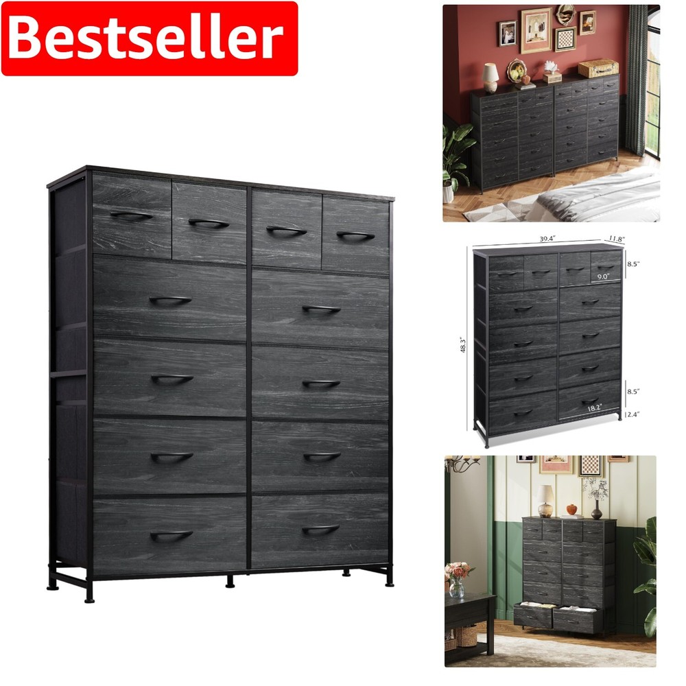 Multifunctional 12-Drawer Fabric Dresser for Bedroom and Living Room Storage