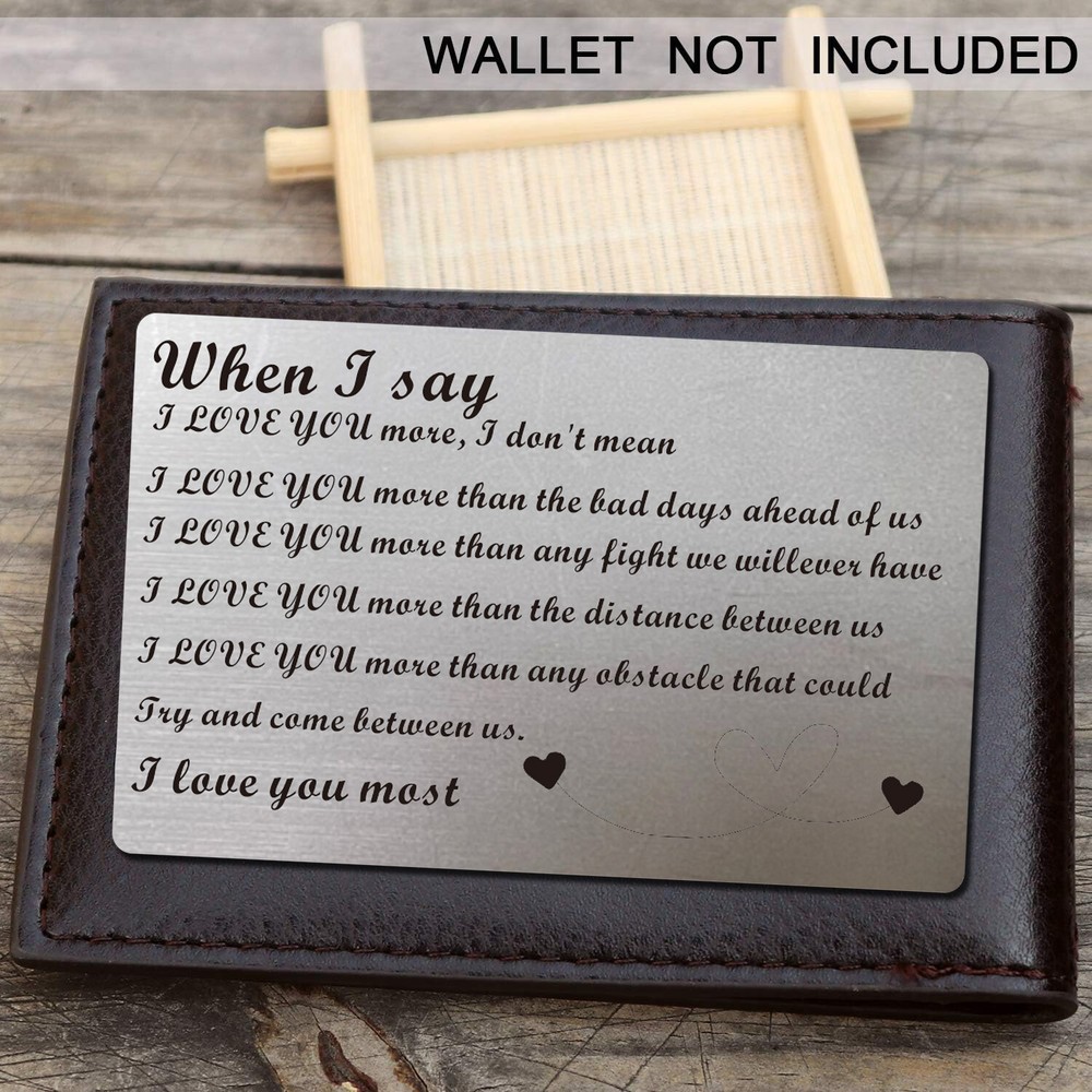 Engraved Stainless Steel Wallet Insert Card for Anniversary Love Notes USA