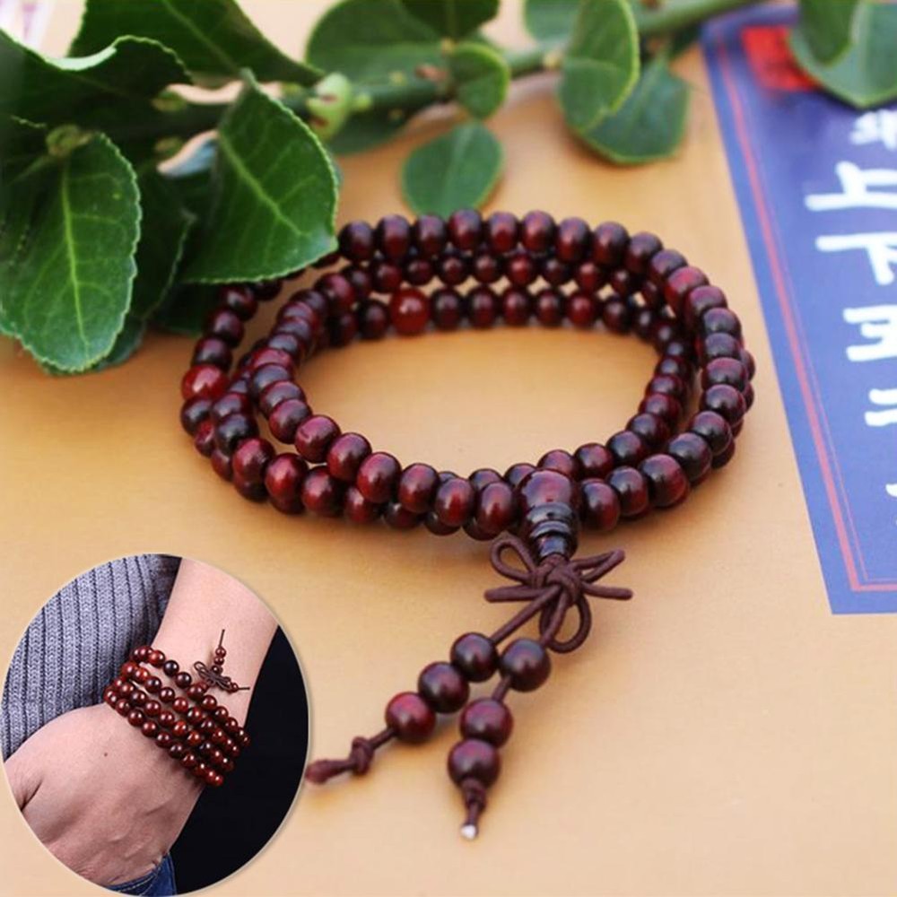 Sándalo Budista Buda Meditación 108 Oración Cuentas Kit Mala Pulsera