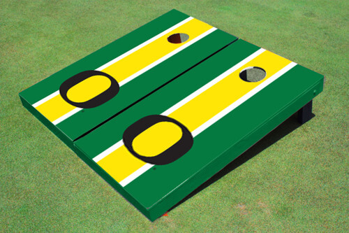 Oregon Ducks Yellow and Hunter Green Striped Cornhole Board Set  