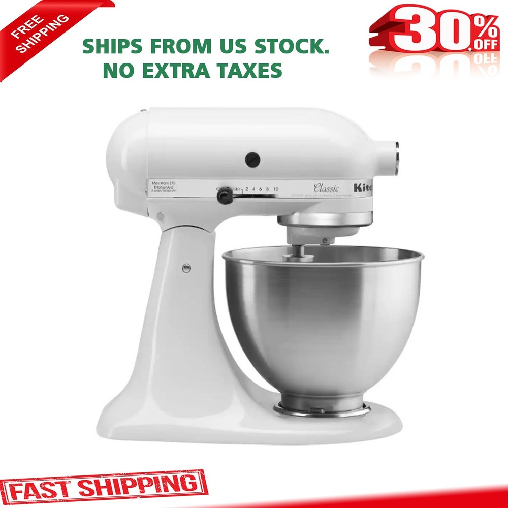 KitchenAid - Classic Series 4.5 Quart Tilt-Head Stand Mixer - K45SSWH - White