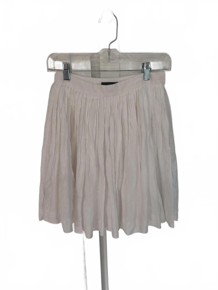 J Crew Skirt Women's White Pleated Linen Skirt size 0