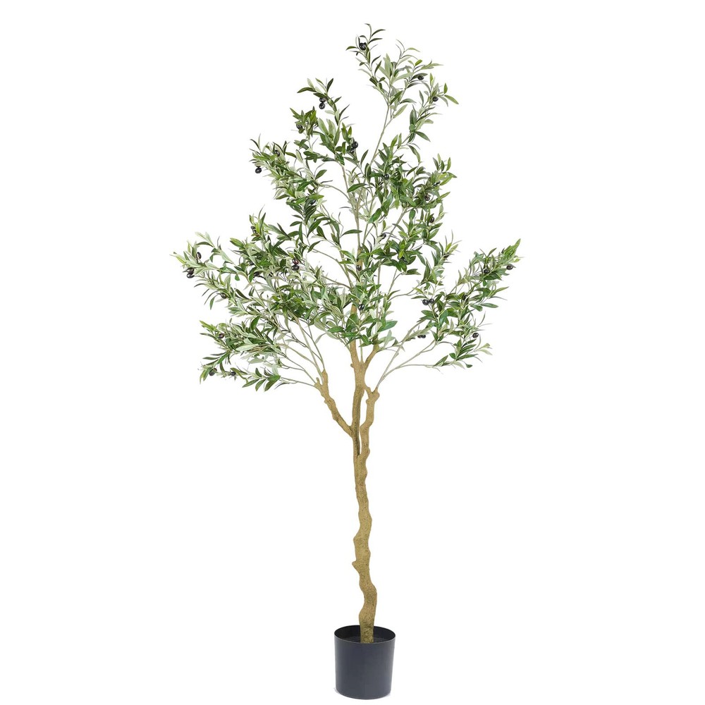 Nafresh 7ft Realistic Faux Olive Tree in Pot for Indoor Decor