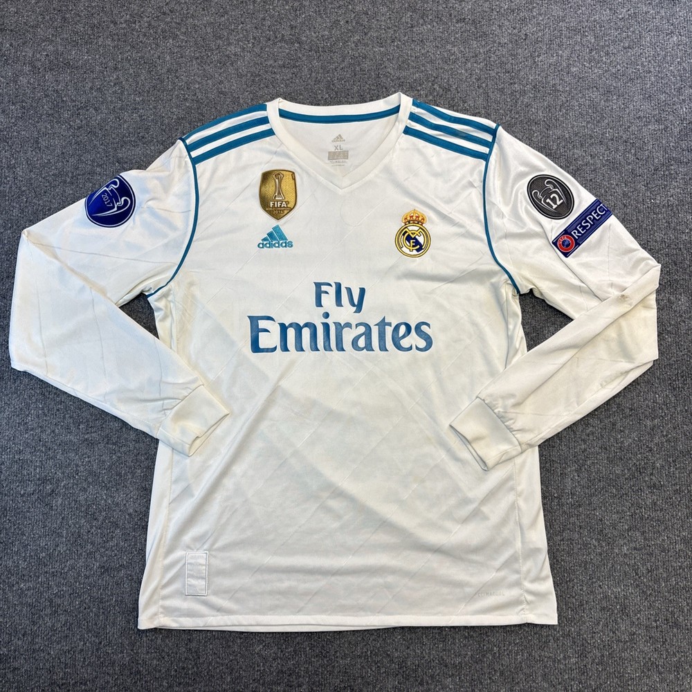 Real Madrid 2017 Home Long Sleeve Soccer Jersey RAMOS #4 Adidas Men’s Sz XL
