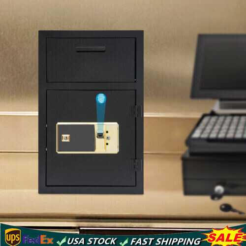 Secure Drop Box for Money & Mail with Keys - Black Cash Depository Safe
