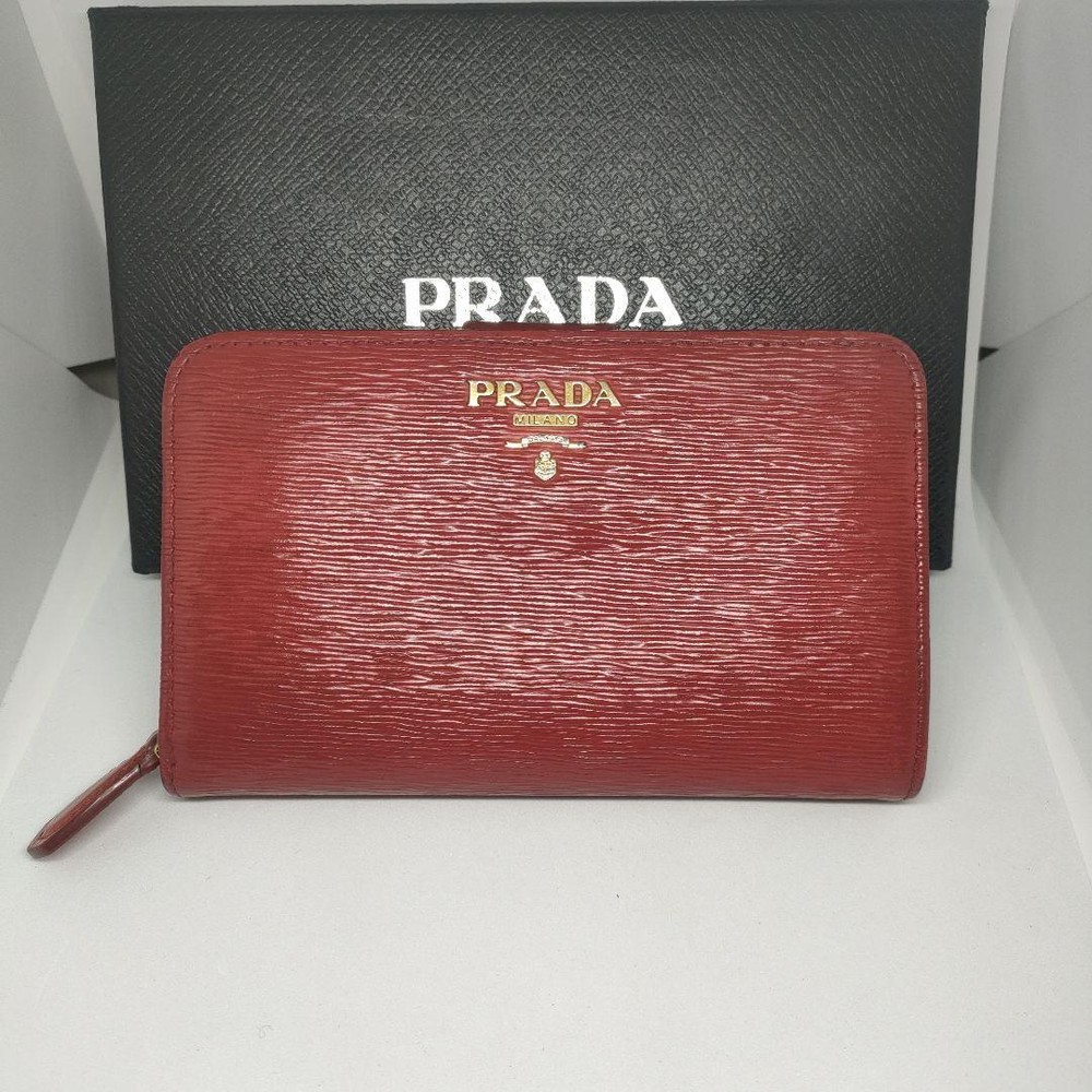 Prada Red Leather Bifold Wallet for Men