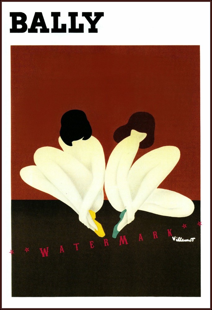 1974 Lotus Bally French Vintage Fashion Shoes Retro Poster Art