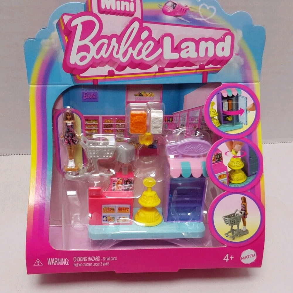 Mini BarbieLand Supermarket 1.5-Inch Small Doll Play Set New