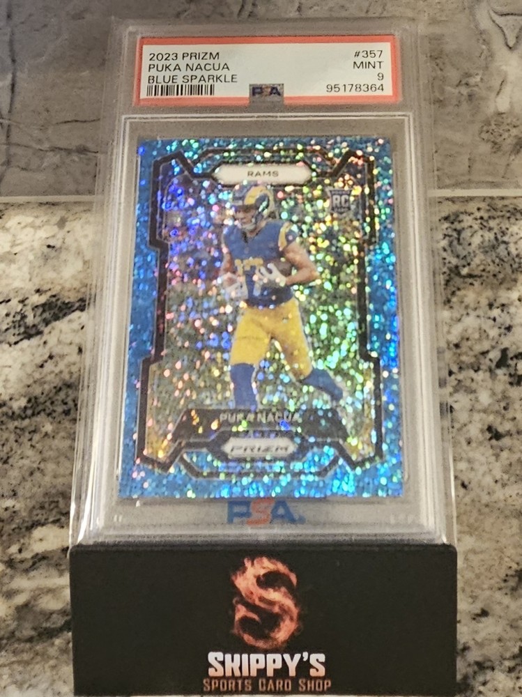 PUKA NACUA 2023 PANINI PRIZM BLUE SPARKLE ROOKIE COLOR MATCH /96 PSA 9 SP🔥RAMS