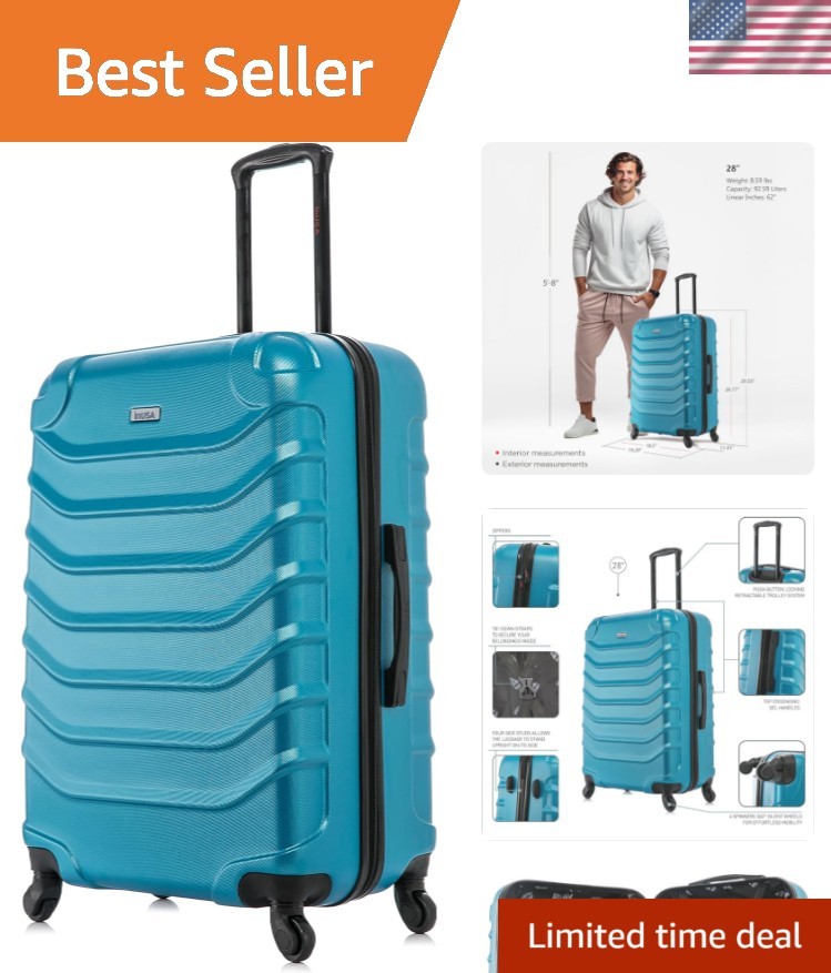 Endurance Teal 28-Inch Durable Lightweight Checked Luggage with Comfort Handles