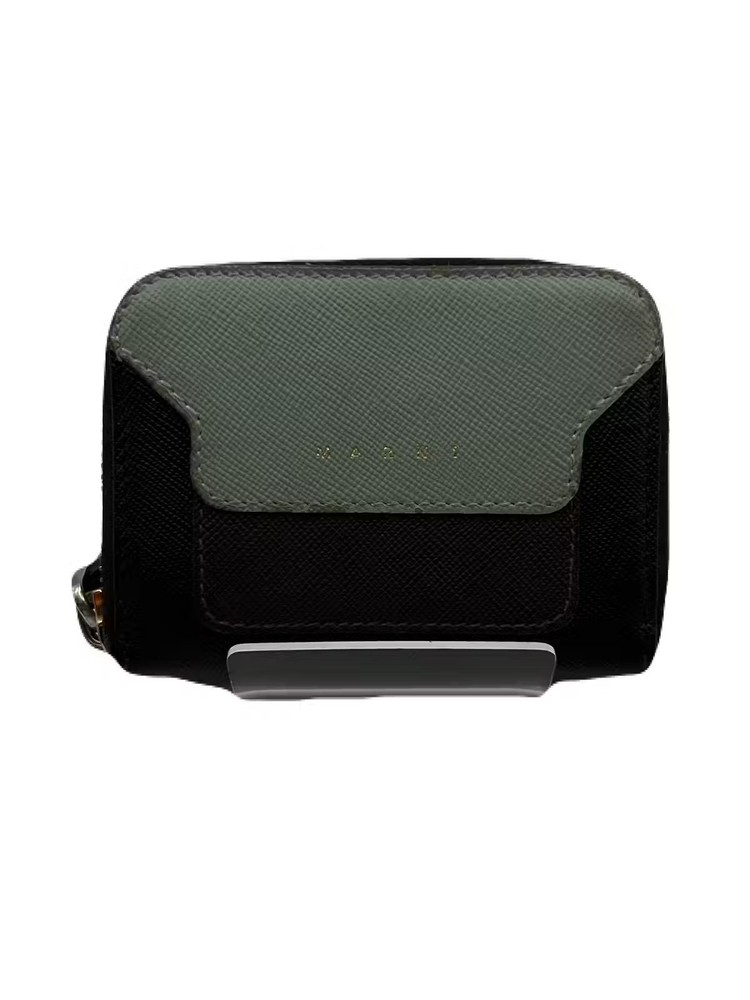 Marni Coin Wallet Leather Black Blue USED TA60-9