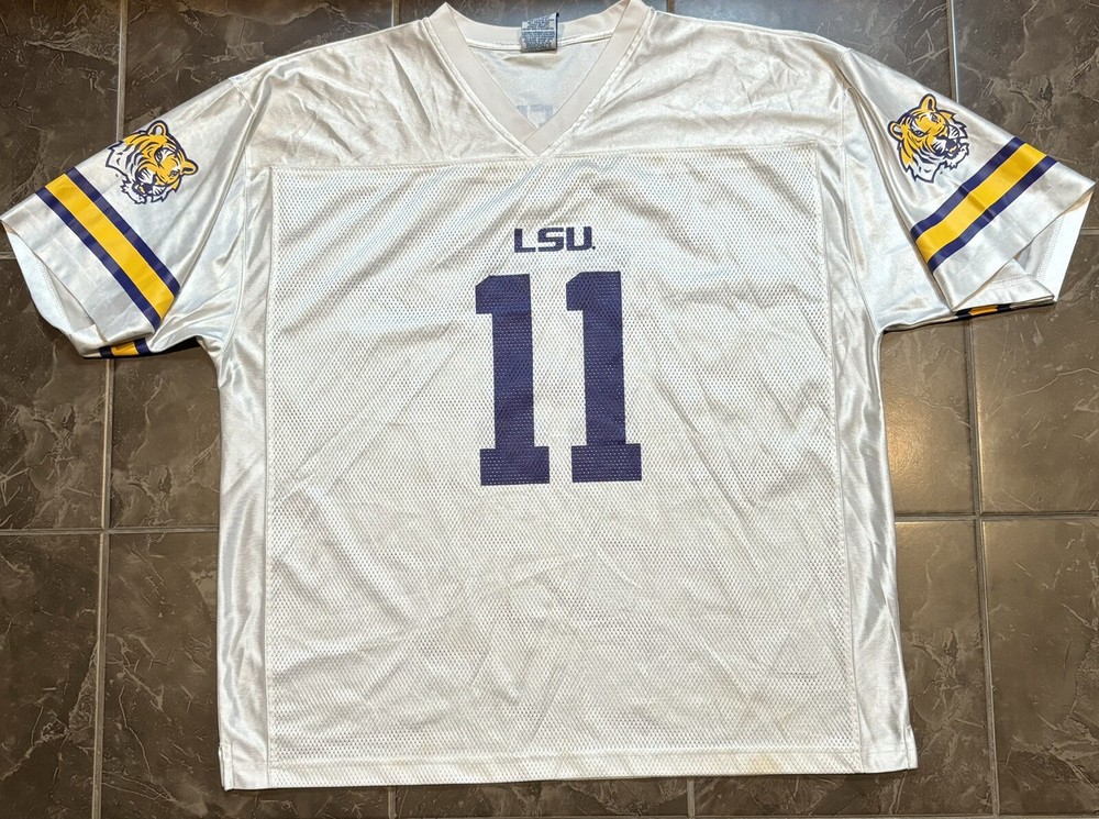 LSU Tigers #11 White Football Jersey Size 2XL for Men