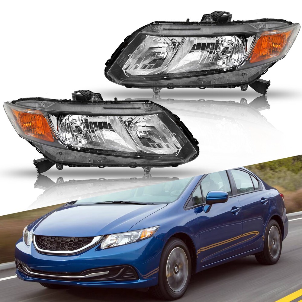 For 12-13 Honda Civic Coupe 2Dr OE Style Halogen Headlights Assembly Pair Black