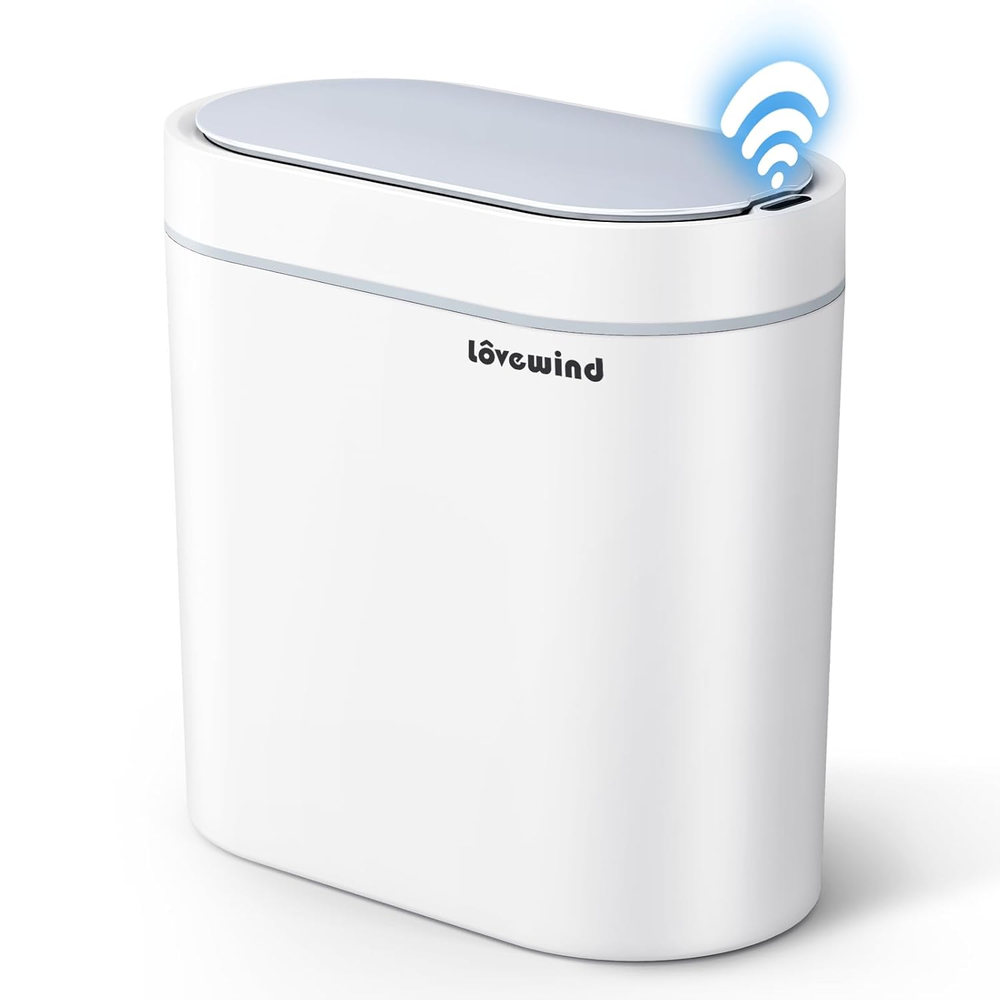 Bathroom Trash Can 1.8 Gallon Automatic Garbage Can Lid Bathroom Bedroom Kitchen