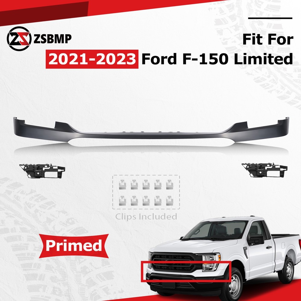 For 2021 2022 2023 Ford F-150 Front Upper Bumper Cover Trim Primed w/ Brackets