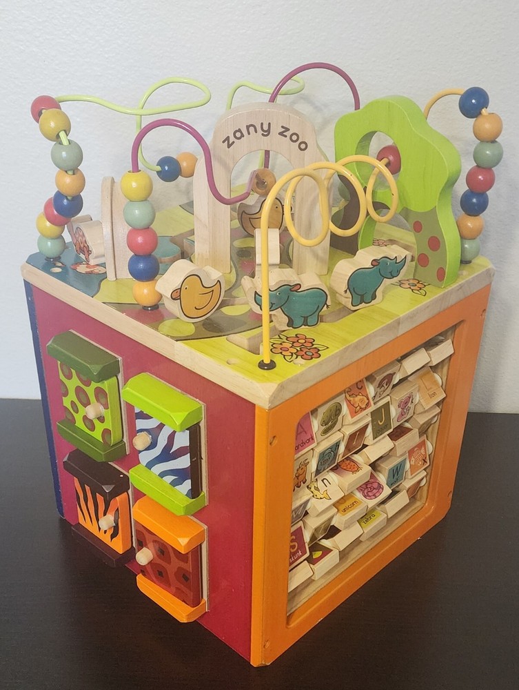 B Toys Zany Zoo Wooden Activity Cube Educational Kids Learning Toy  