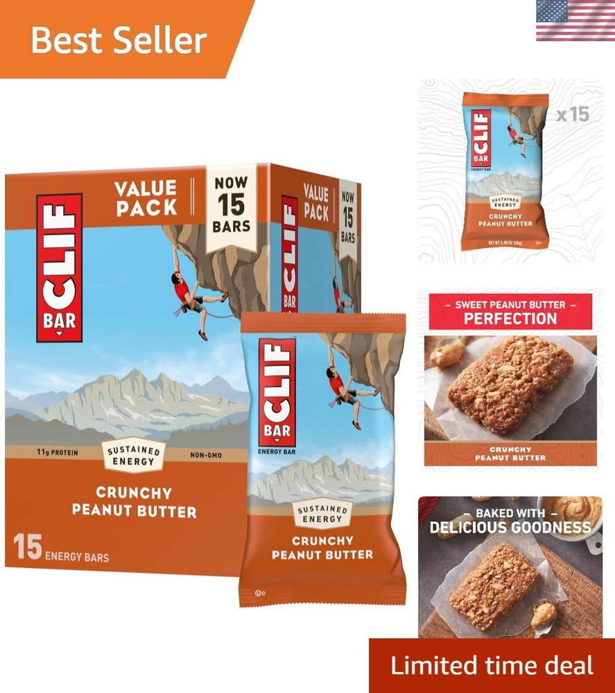 Crunchy Peanut Butter - Made with Organic Oats - Energy Bars - Non-GMO - Plan...