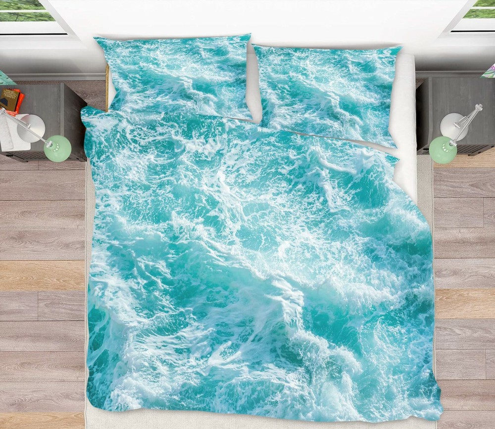 3D Blue Sea Foam ZHUA497 Bed Pillowcases Quilt Duvet Cover Set Queen King Amy