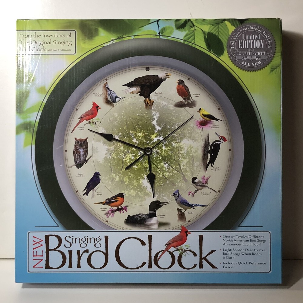 Mark Feldstein Limited Edition 20th Anniversary Singing Bird Wall Clock  13 Inch