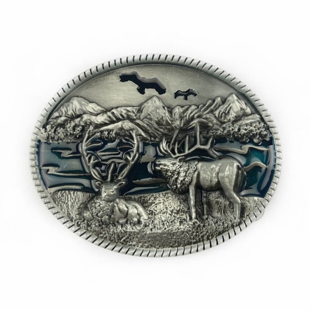 Western Cowboy Belt Buckle for Men & Women USA Retro Rodeo Casual Wear Reindeer