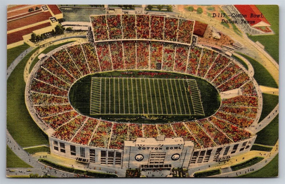 Cotton Bowl Stadium Aerial View Dallas Texas Vintage Postcard T5