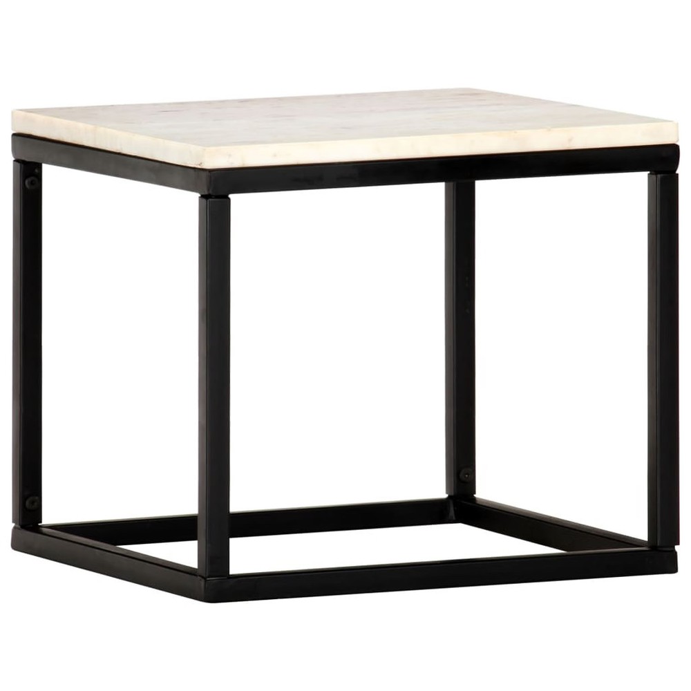 Coffee Table White and Black Real stone, powder-coated iron Small