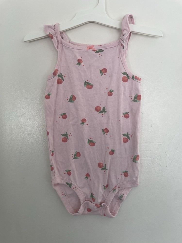 Carter's Baby Girls Allover Fruit Print Cotton Flutter Sleeve Bodysuit Pink 24M