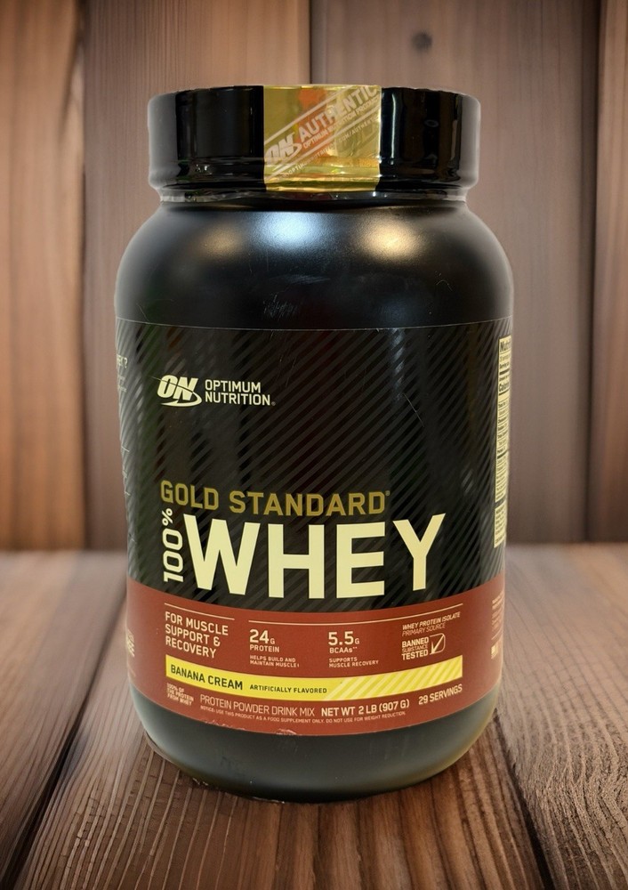 Optimum Nutrition Gold Standard 100% Whey Protein, Banana Cream. 2lb. Ex 7/30/26