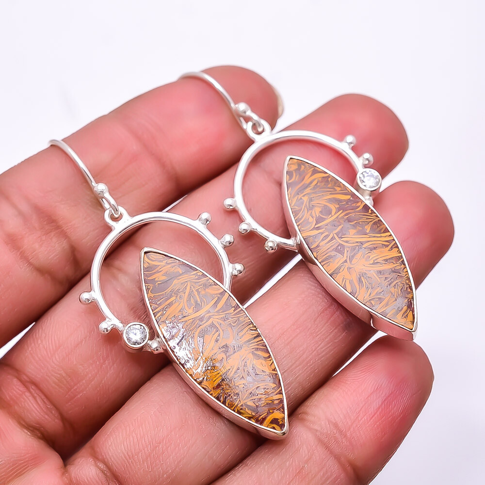 Natural Mariam Jasper Sterling Silver Earrings 2.15