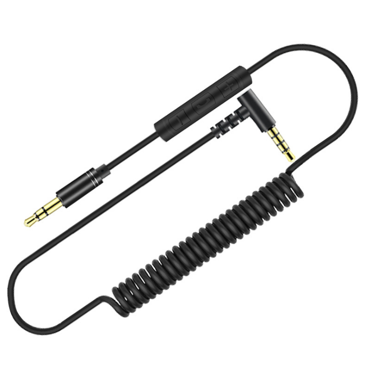 2pcs 3.5mm audio spring cable volume control with mic male to male car aux elbow
