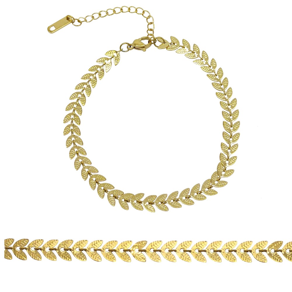 18K Gold Filled Nickel-Free non-Tarnish 5.5mm FishTail Link Chain Bracelet 7