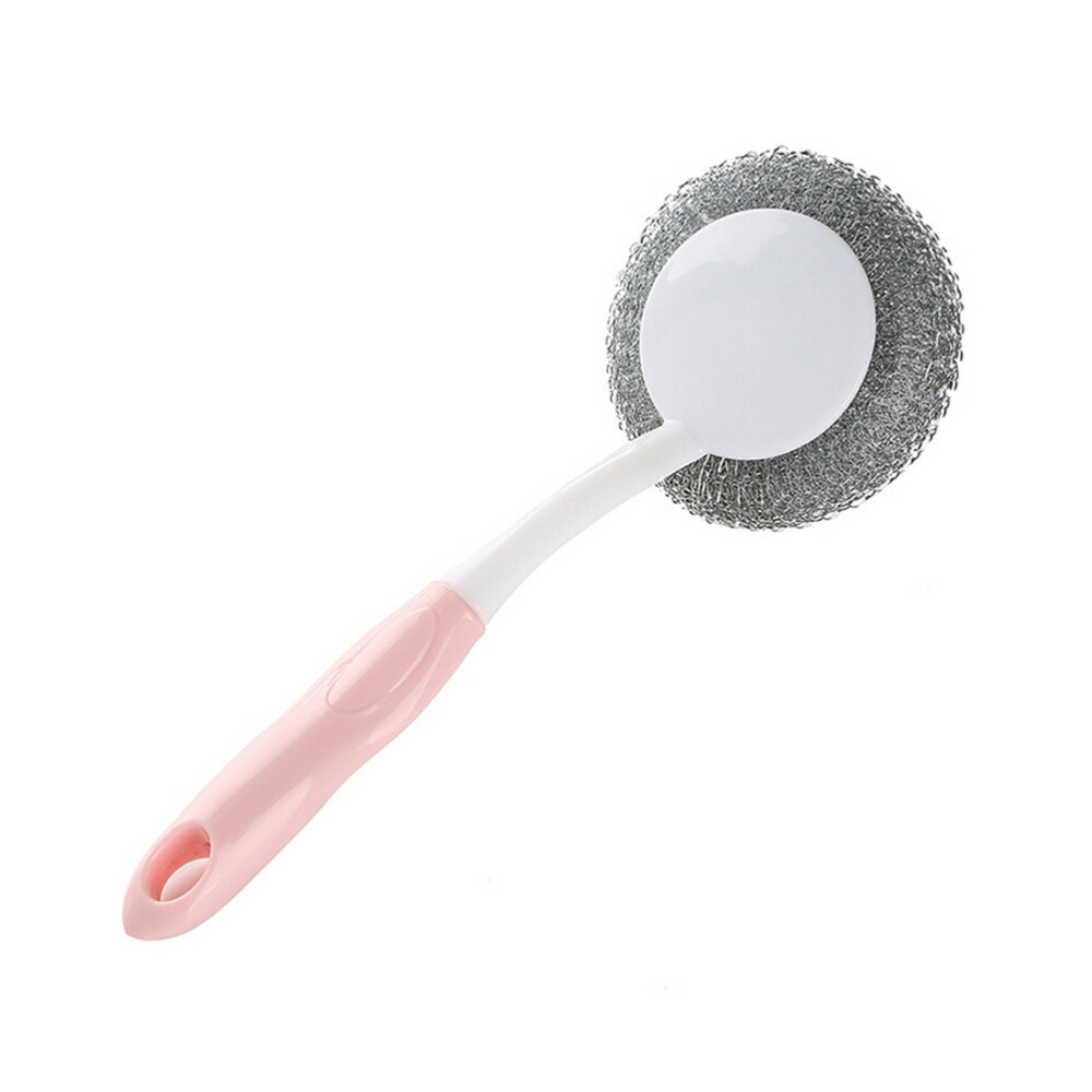 Pink Handle Wire Brush Scourer for Dishwashing and Kitchen Cleaning