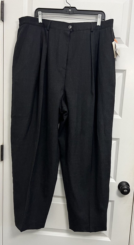 Vintage Jones New York 100% Wool Pants Women Size 22W Lined Black Career NWT