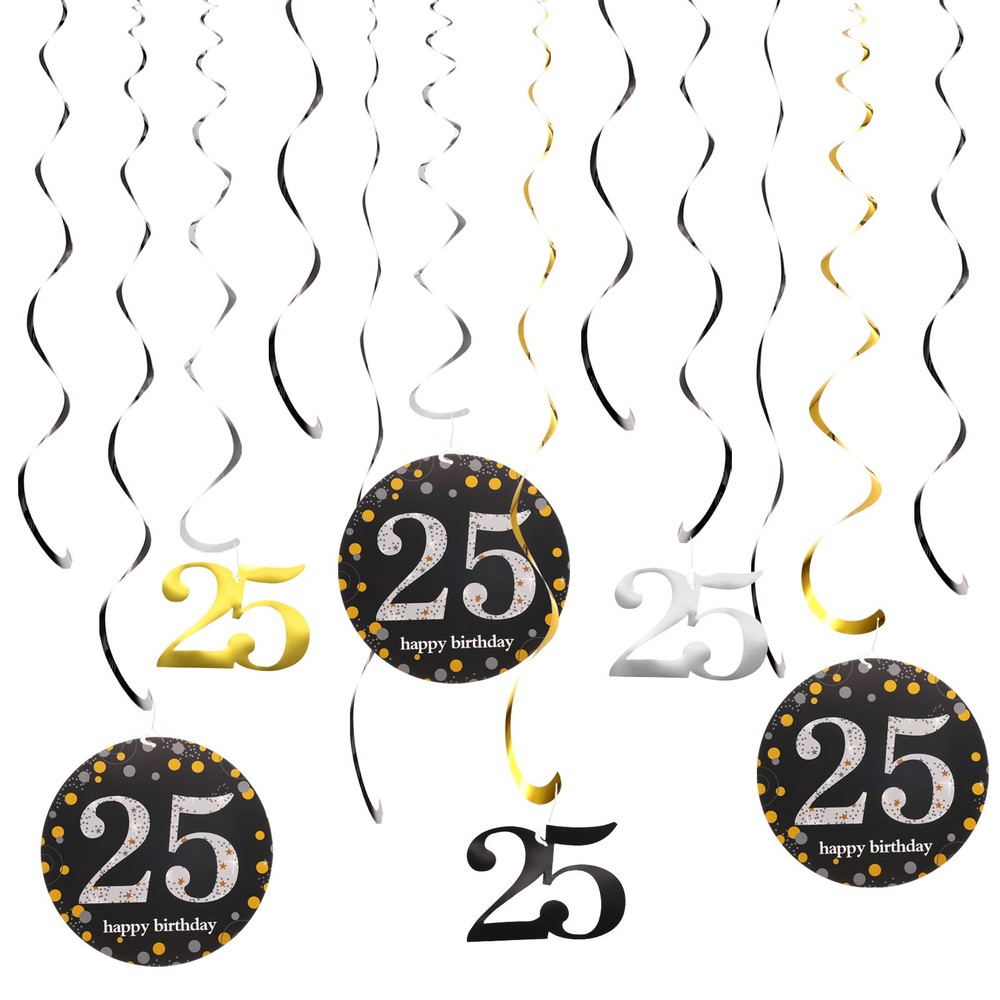 12pcs Mixed Color Hanging Swirls Decorations Party Swirls for 25th Birthday