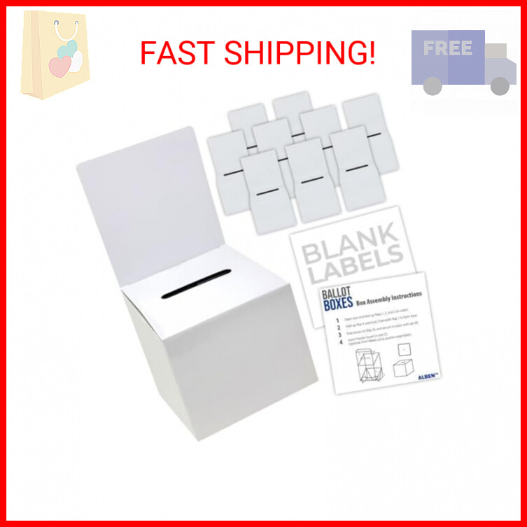 ALBEN White Glossy 6x6x6 Ballot Box (10 Pack) - Versatile Raffle Ticket Box, Sug